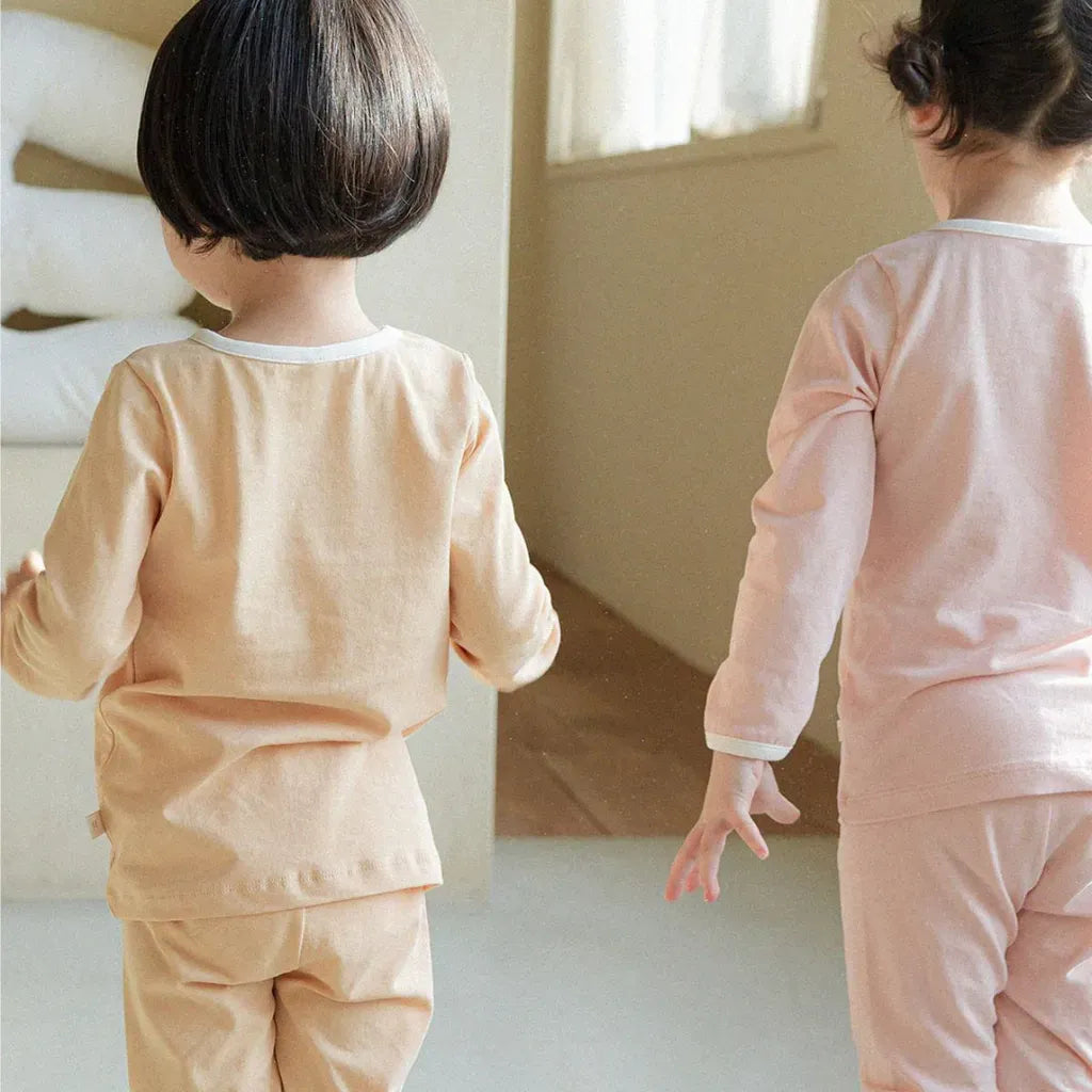 長袖パジャマ パイピング長袖トップス+パンツセットアップ 2点セット【mh0011134】