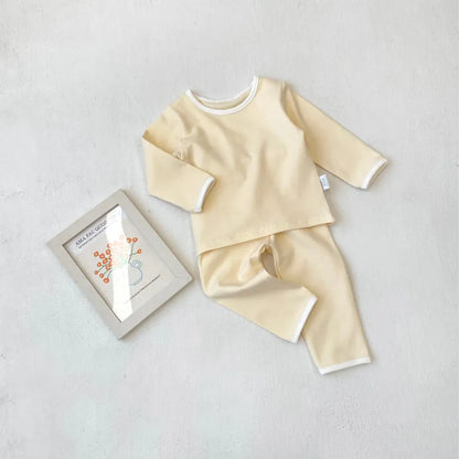 長袖パジャマ パイピング長袖トップス+パンツセットアップ 2点セット【mh0011134】