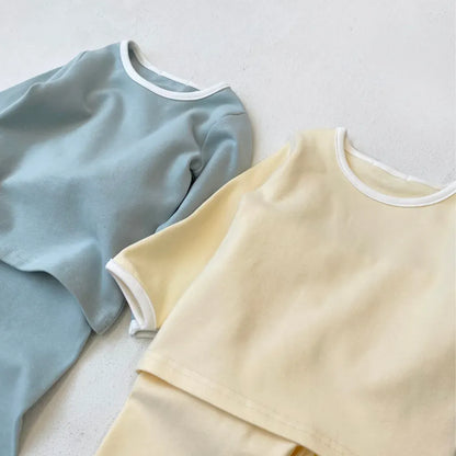 長袖パジャマ パイピング長袖トップス+パンツセットアップ 2点セット【mh0011134】