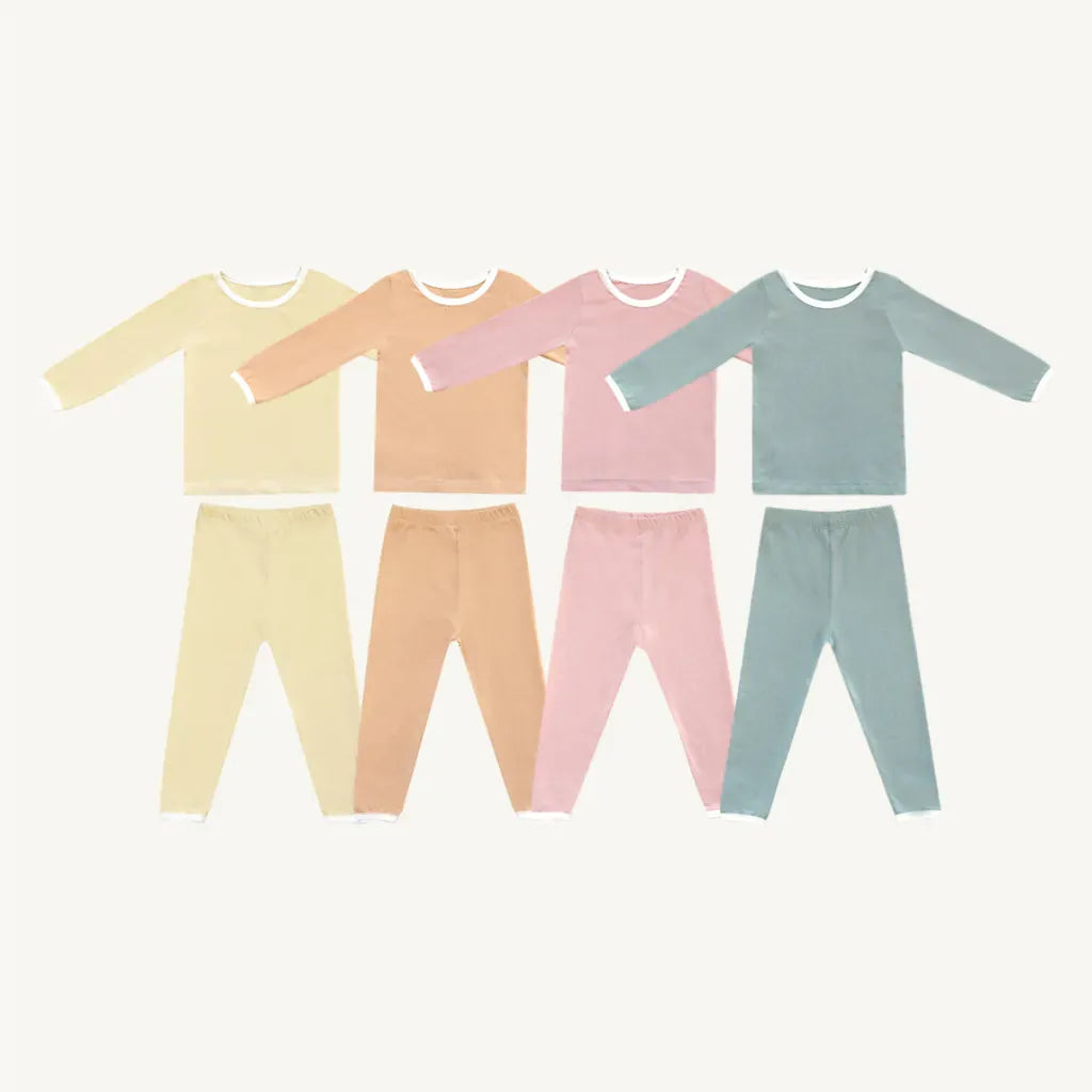 長袖パジャマ パイピング長袖トップス+パンツセットアップ 2点セット【mh0011134】