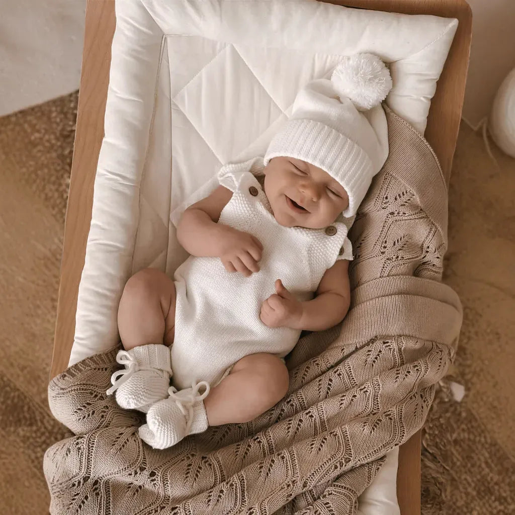 ノースリーブロンパース ニットロンパース+ボンボンニット帽子 2点セット【mh0011140】