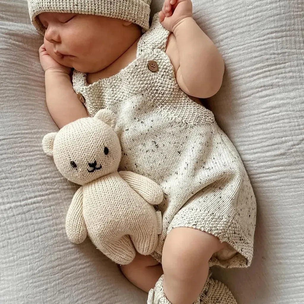 ノースリーブロンパース ニットロンパース+ボンボンニット帽子 2点セット【mh0011140】