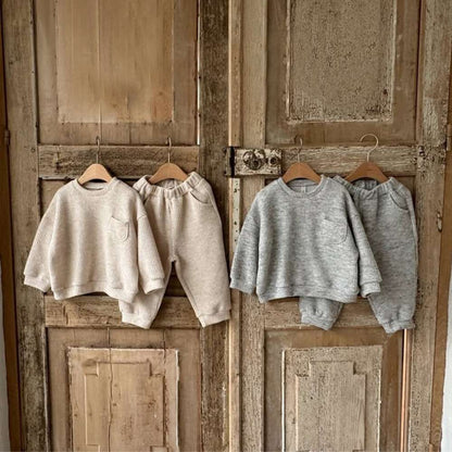 長袖セットアップ 長袖スウェットセットアップ 2点セット | リブニット地 | ゆったり秋冬ベビー服【mh0011492】