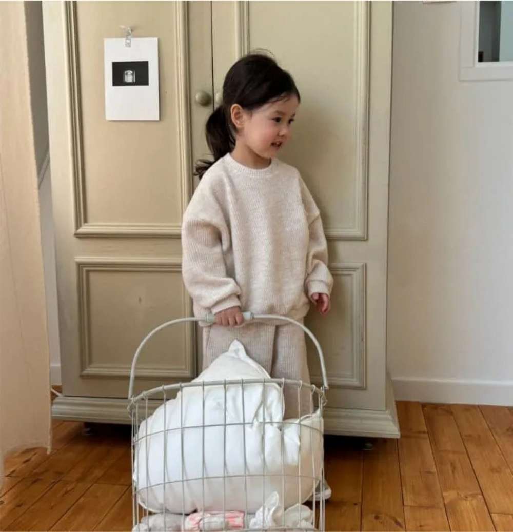 長袖セットアップ 長袖スウェットセットアップ 2点セット | リブニット地 | ゆったり秋冬ベビー服【mh0011492】