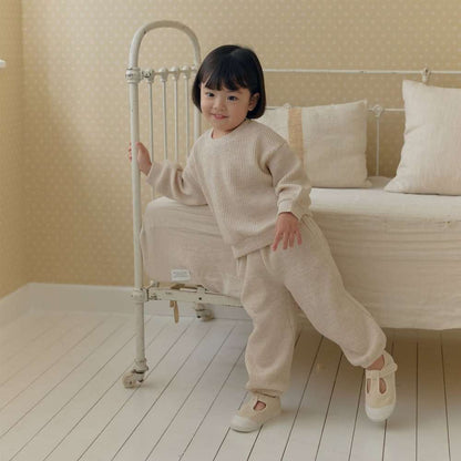 長袖セットアップ 長袖スウェットセットアップ 2点セット | リブニット地 | ゆったり秋冬ベビー服【mh0011492】