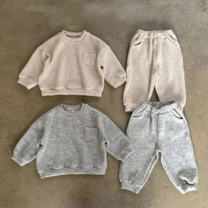 長袖セットアップ 長袖スウェットセットアップ 2点セット | リブニット地 | ゆったり秋冬ベビー服【mh0011492】