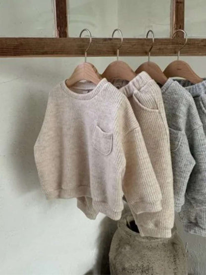 長袖セットアップ 長袖スウェットセットアップ 2点セット | リブニット地 | ゆったり秋冬ベビー服【mh0011492】