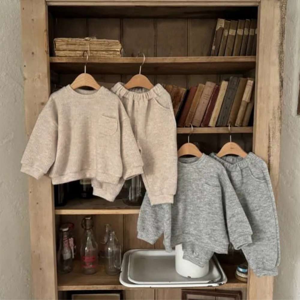 長袖セットアップ 長袖スウェットセットアップ 2点セット | リブニット地 | ゆったり秋冬ベビー服【mh0011492】