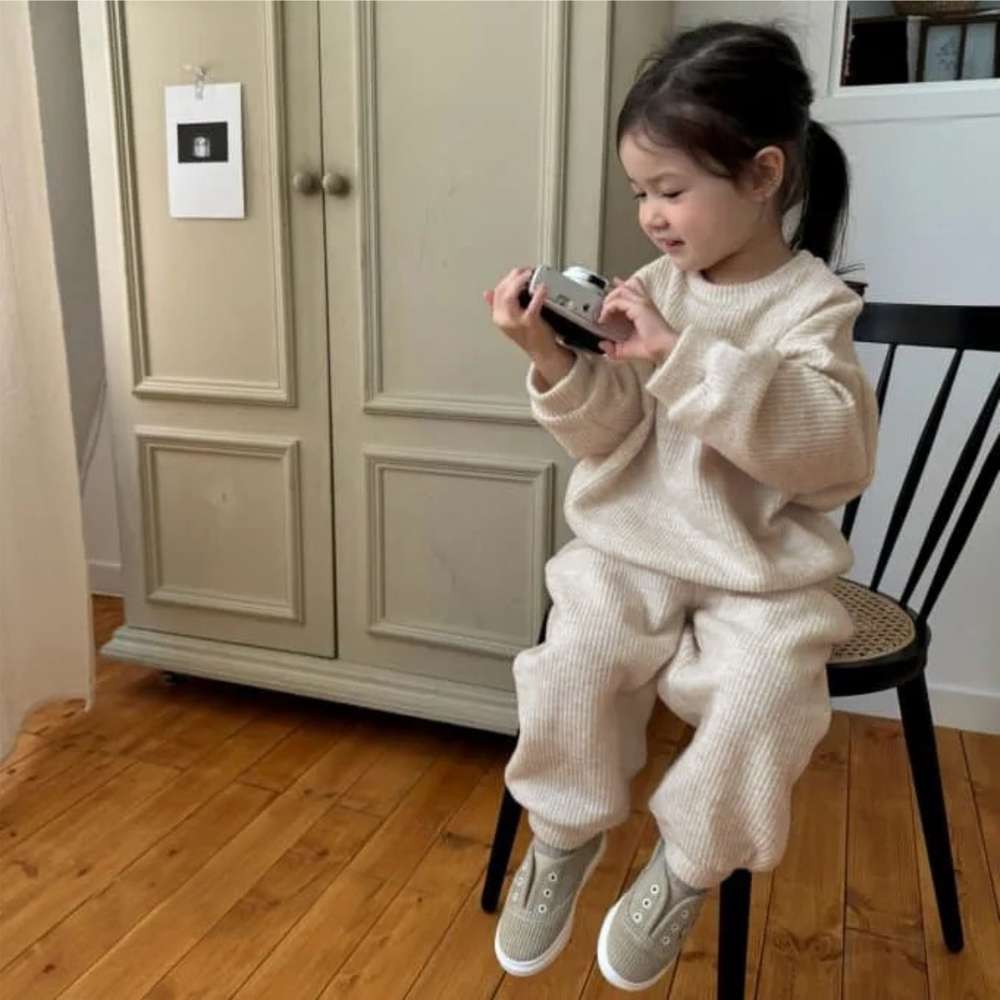 長袖セットアップ 長袖スウェットセットアップ 2点セット | リブニット地 | ゆったり秋冬ベビー服【mh0011492】