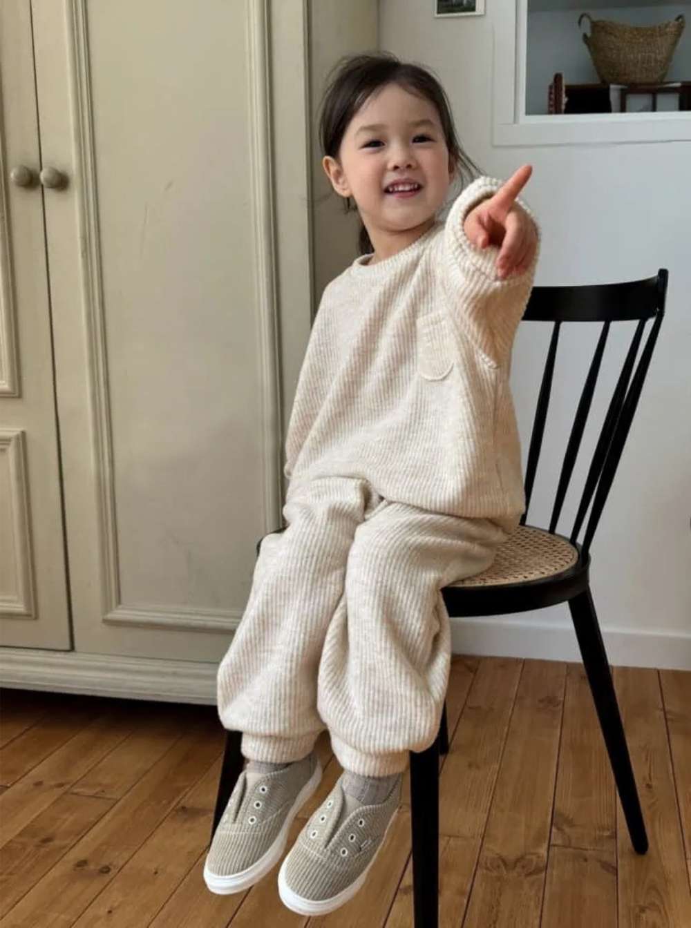 長袖セットアップ 長袖スウェットセットアップ 2点セット | リブニット地 | ゆったり秋冬ベビー服【mh0011492】