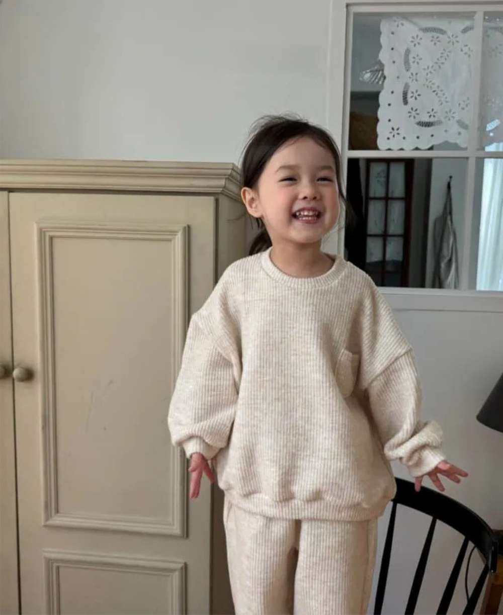 長袖セットアップ 長袖スウェットセットアップ 2点セット | リブニット地 | ゆったり秋冬ベビー服【mh0011492】