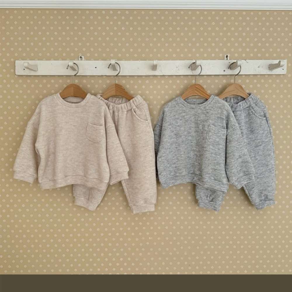 長袖セットアップ 長袖スウェットセットアップ 2点セット | リブニット地 | ゆったり秋冬ベビー服【mh0011492】
