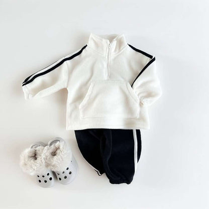 長袖セットアップ 長袖ハーフジップセットアップ 2点セット | サイドラインフリース | 裏起毛スポーツウェア【mh0011493】