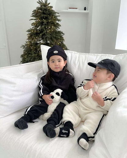 長袖セットアップ 長袖ハーフジップセットアップ 2点セット | サイドラインフリース | 裏起毛スポーツウェア【mh0011493】