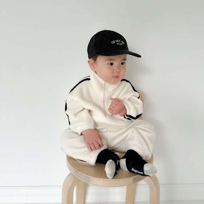 長袖セットアップ 長袖ハーフジップセットアップ 2点セット | サイドラインフリース | 裏起毛スポーツウェア【mh0011493】