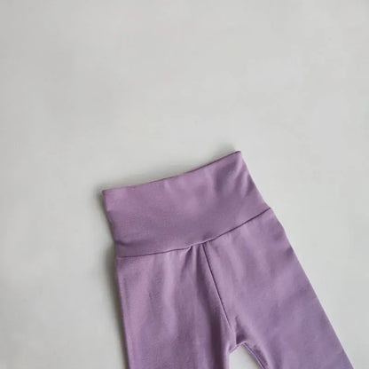 長袖セットアップ ベビーセットアップ 2点セット 長袖Tシャツ+ハイウェストパンツ シンプルベーシック パジャマ 4カラー【mh0000419】