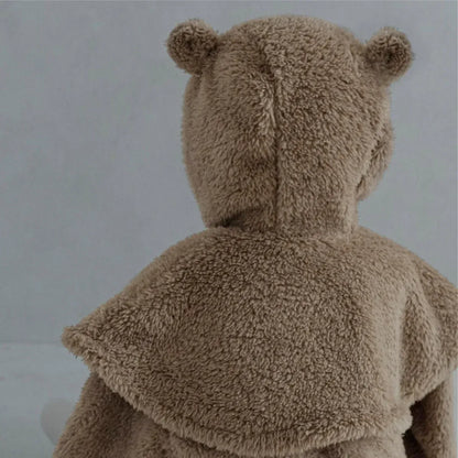 長袖セットアップ ベビーセットアップ 3点セット くま耳フーディケープポンチョ+ボアフリース長袖プルオーバー+ロングパンツ