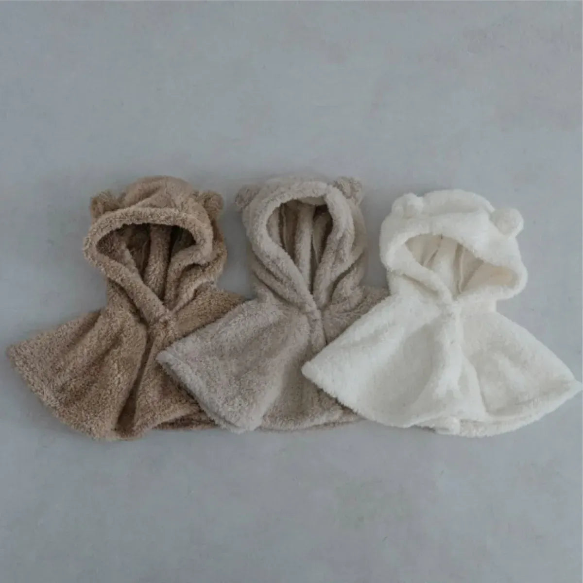 長袖セットアップ ベビーセットアップ 3点セット くま耳フーディケープポンチョ+ボアフリース長袖プルオーバー+ロングパンツ