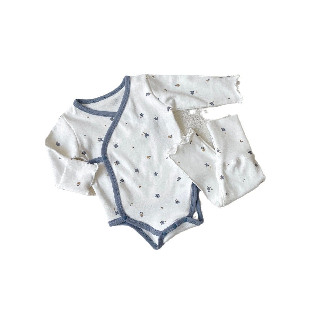 ロンパースセットアップ ベビーセットアップ 3点セット 長袖ボディスーツ+ハイウェストパンツ+フラワーキャップ帽子セット【mh0009026】