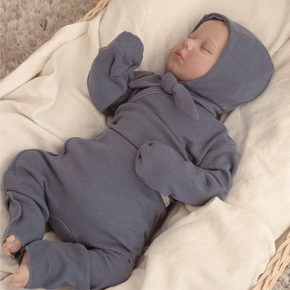 ロンパースセットアップ ベビーセットアップ 3点セット 長袖ボディスーツ+ハイウェストパンツ+フラワーキャップ帽子セット【mh0009026】