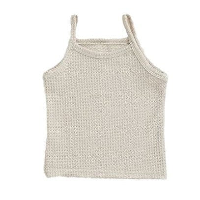 長袖セットアップ ベビーセットアップ 3点セット ワッフルシンプルカーディガン+キャミソールトップス+ワイドルーズパンツ ルームウェアセット【mh0009038】