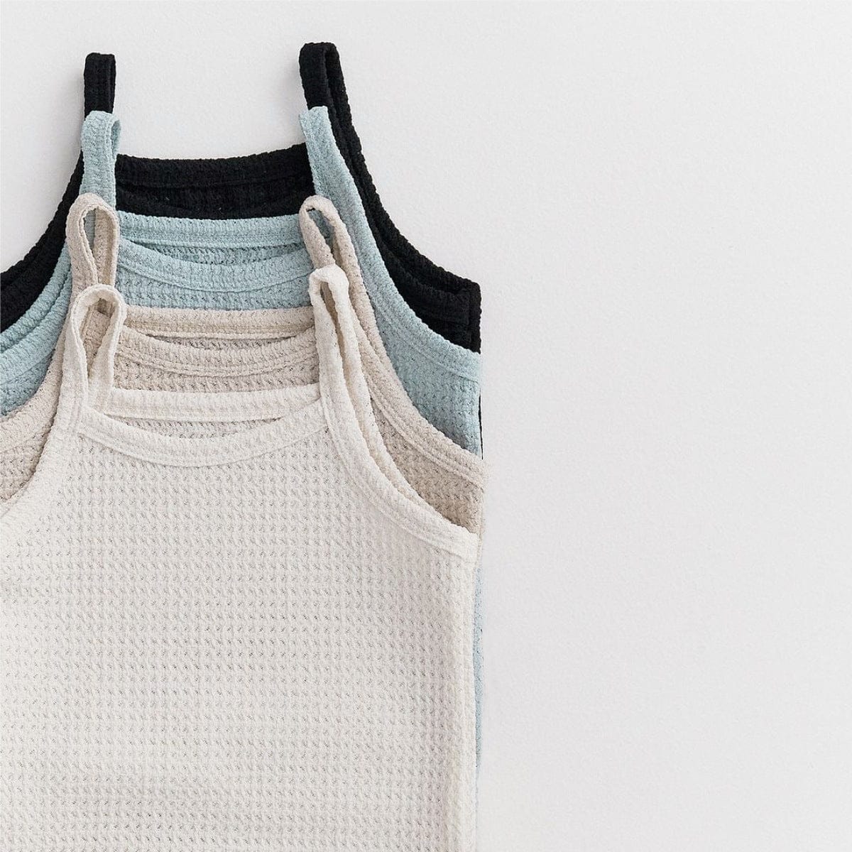 長袖セットアップ ベビーセットアップ 3点セット ワッフルシンプルカーディガン+キャミソールトップス+ワイドルーズパンツ ルームウェアセット【mh0009038】