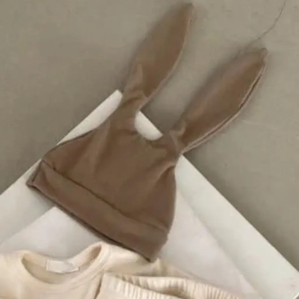 長袖セットアップ うさ耳帽子ワッペン長袖トップス＋パンツセットアップ 3点セット【mh0011124】