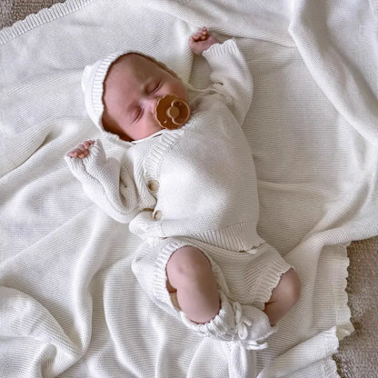 長袖セットアップ ニットトップス+かぼちゃパンツ+ボンネットセットアップ 3点セット【mh0011135】