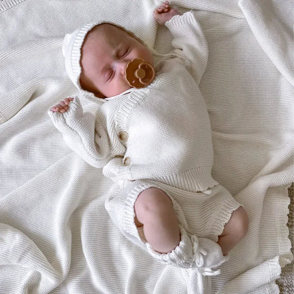 長袖セットアップ ニットトップス+かぼちゃパンツ+ボンネットセットアップ 3点セット【mh0011135】