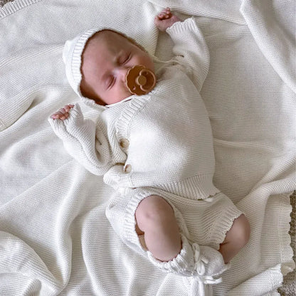 長袖セットアップ ニットトップス+かぼちゃパンツ+ボンネットセットアップ 3点セット【mh0011135】