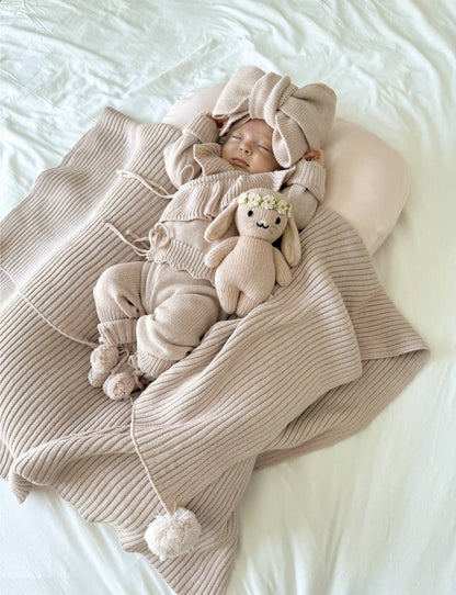 長袖セットアップ フリルカーディガン ロングパンツ ヘアバンド 3点セット セットアップ【mh0011353】