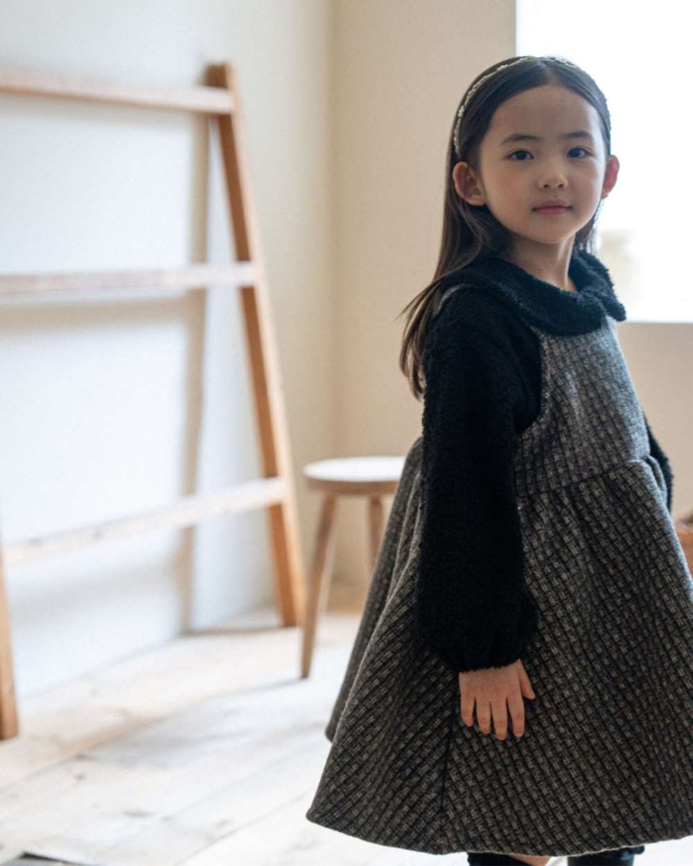 ノースリーブワンピース キャミワンピース | ツイードチェック柄 | Aラインジャンパースカート【mh0011495】