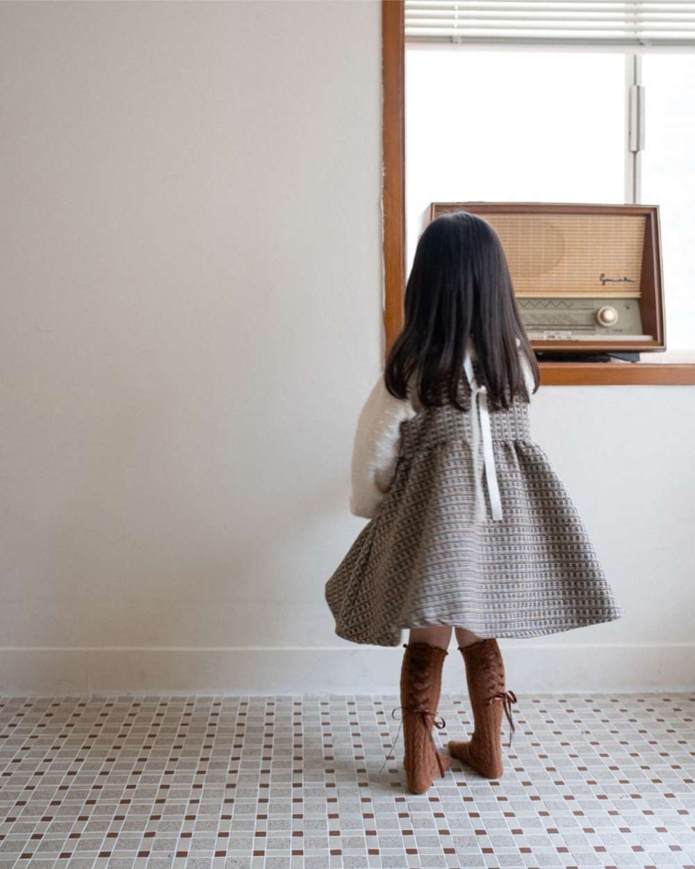 ノースリーブワンピース キャミワンピース | ツイードチェック柄 | Aラインジャンパースカート【mh0011495】