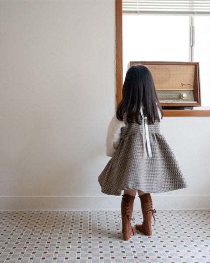 ノースリーブワンピース キャミワンピース | ツイードチェック柄 | Aラインジャンパースカート【mh0011495】