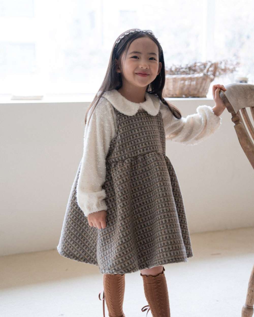 ノースリーブワンピース キャミワンピース | ツイードチェック柄 | Aラインジャンパースカート【mh0011495】