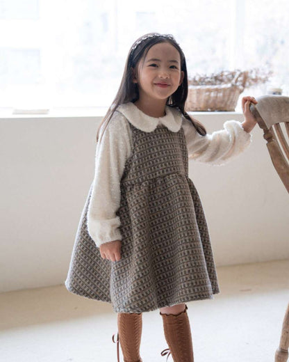 ノースリーブワンピース キャミワンピース | ツイードチェック柄 | Aラインジャンパースカート【mh0011495】