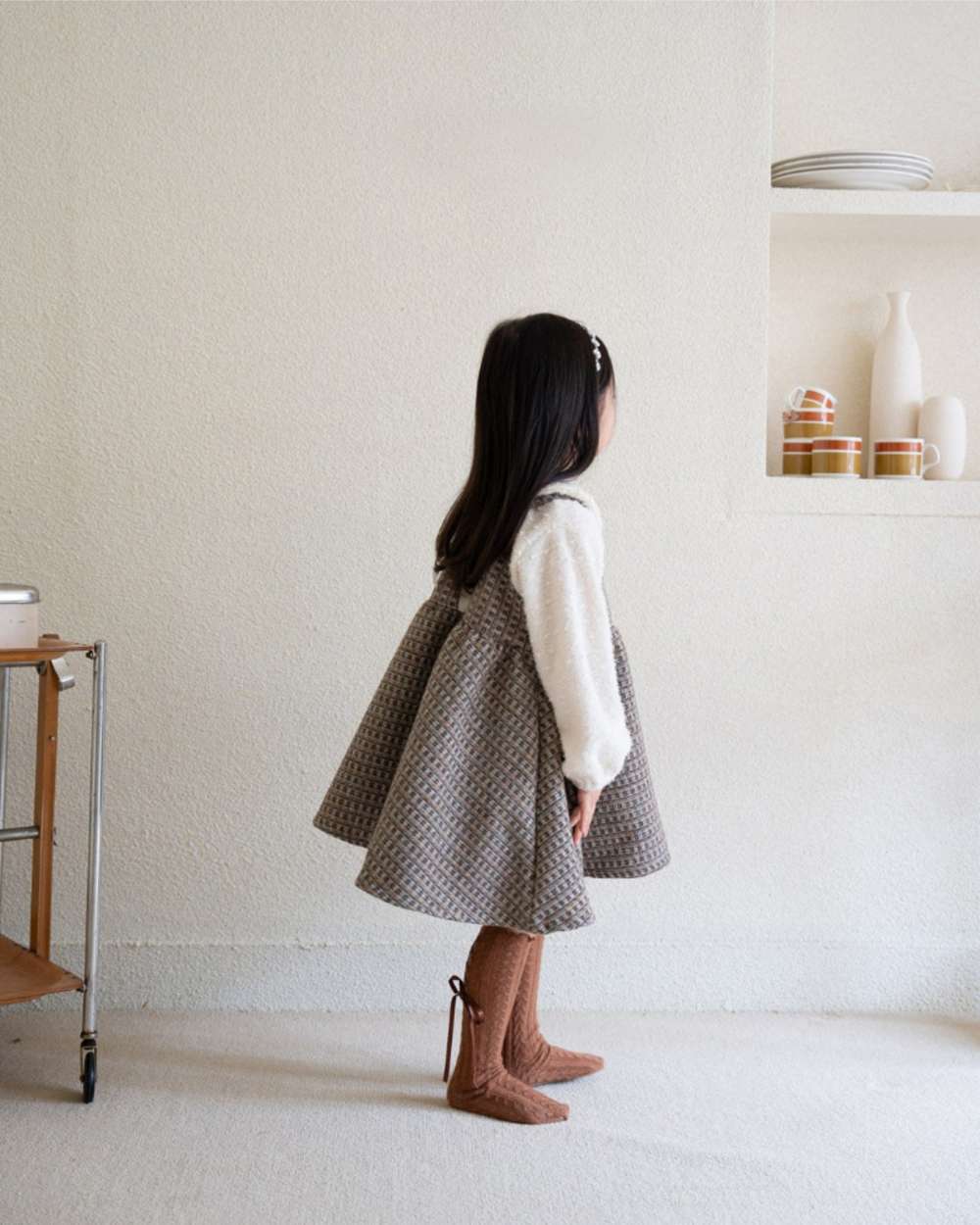 ノースリーブワンピース キャミワンピース | ツイードチェック柄 | Aラインジャンパースカート【mh0011495】