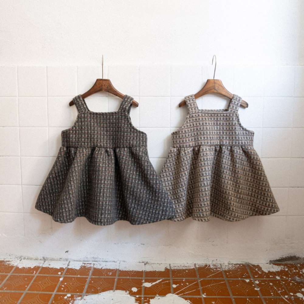 ノースリーブワンピース キャミワンピース | ツイードチェック柄 | Aラインジャンパースカート【mh0011495】