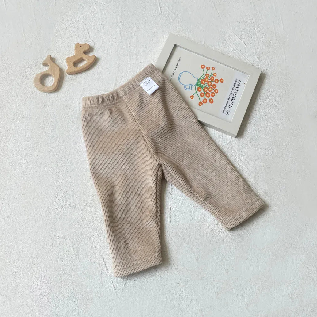 レギンスパンツ Apricot / 6M  66CM ベビーパンツ シンプルベーシック裏フリースロングレギンスパンツ【mh0008483】