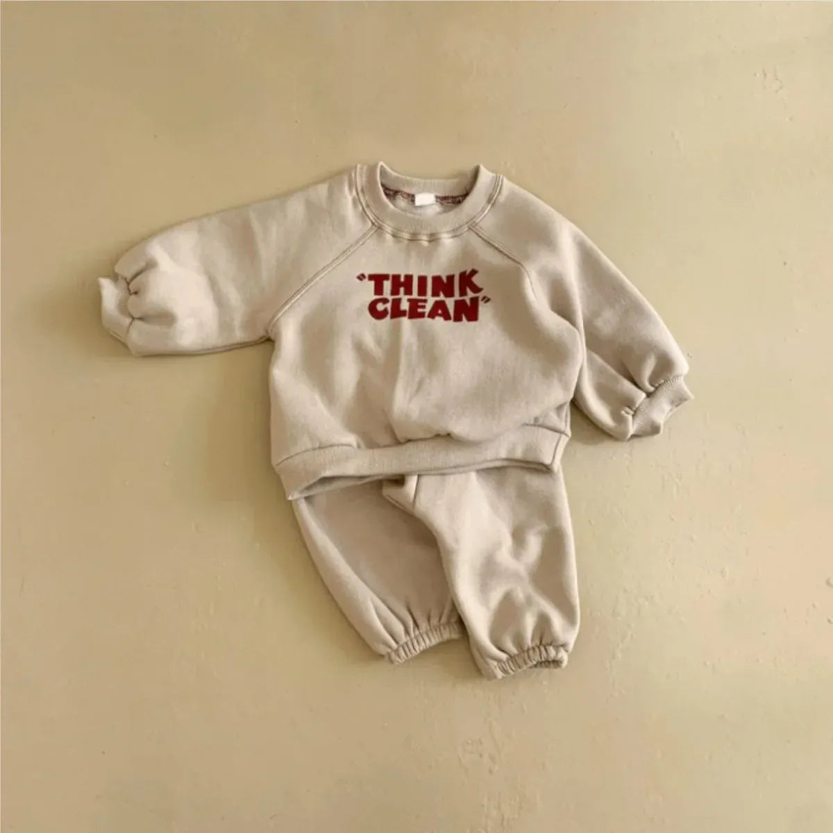 長袖セットアップ Apricot / 73cm 6-9M ベビーセットアップ 2点セット レターロゴプリント長袖スウェットシャツ+スウェットロングパンツ【mh0007651】