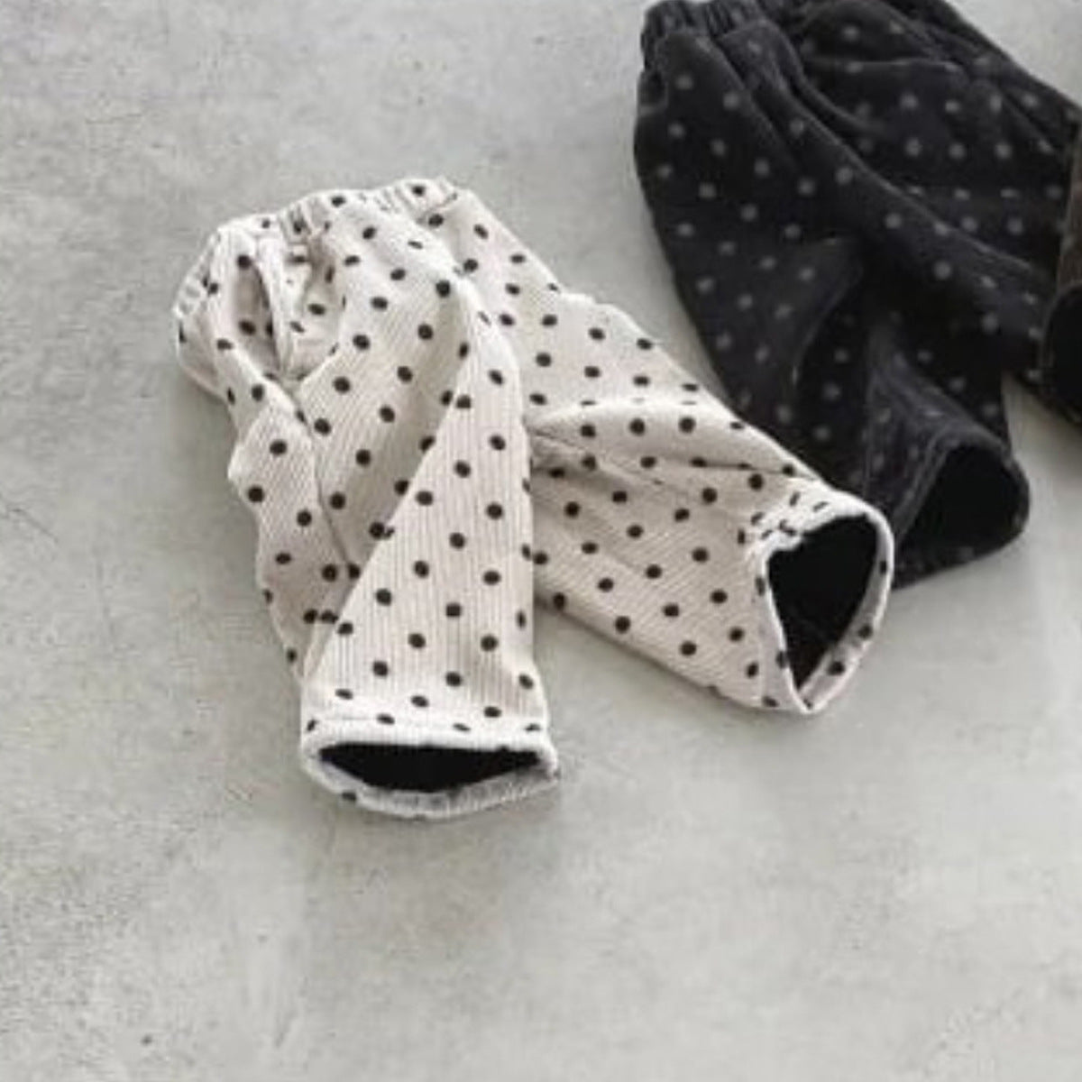 ロングパンツ・スウェットパンツ Apricot / 73cm Corduroy Fleece Polka Dot Slacks ドット柄 裏ボア コーデュロイ パンツ【mh0011940】