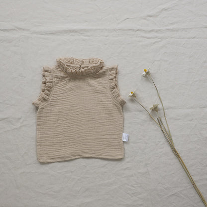 タンクトップ・キャミソール・ノースリーブトップス Apricot / 73cm Floral Sleeveless Baby Blouse 花柄 ノースリーブ ブラウス【mh0012122】