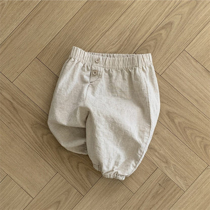 ロングパンツ・スウェットパンツ Apricot / 73cm ベビーパンツ コットンリネンシンプルルーズクロップドパンツ【mh0009030】
