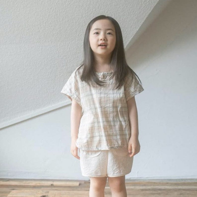 半袖シャツ・ブラウス Apricot / 73cm レトロチェック半袖シャツブラウス【mh0010215】