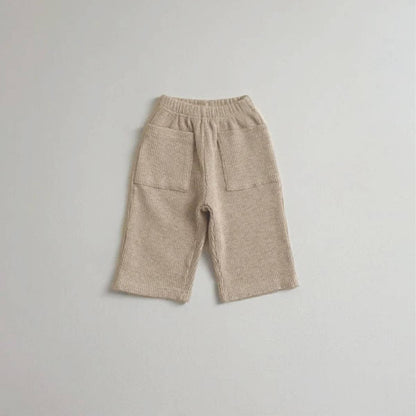 ロングパンツ・スウェットパンツ Apricot / 73cm ワッフル素材ロングパンツ ユニセックス長ズボン ストレートポケット付き【mh0011359】