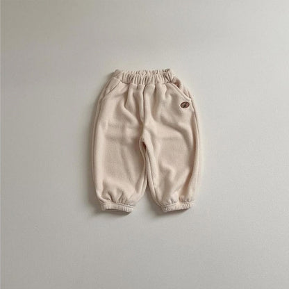 ロングパンツ・スウェットパンツ Apricot / 73cm ジョガーパンツ 裏起毛フリース素材 刺繍ワッペン ハーレム長ズボン【mh0011365】