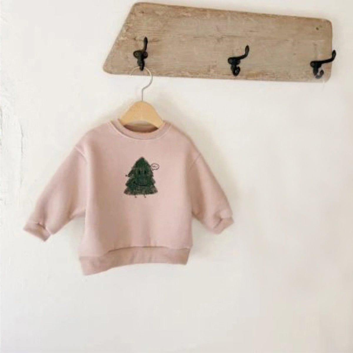 トレーナー・フーディ Apricot / 73cm 長袖スウェットトレーナー クリスマスツリーモチーフ 裏起毛 プルオーバー トップス【mh0011631】