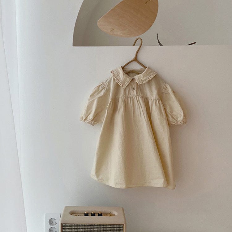 長袖ワンピース Apricot / 9M 73cm ベビー パフスリーブ 長袖 ふんわり ワンピース【mh0000685】