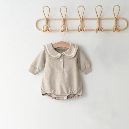 長袖ロンパース Apricot Bodysuit / 66cm セーラーカラーロンパース ボンネット付き 長袖スウェット ボディスーツ【mh0010884】