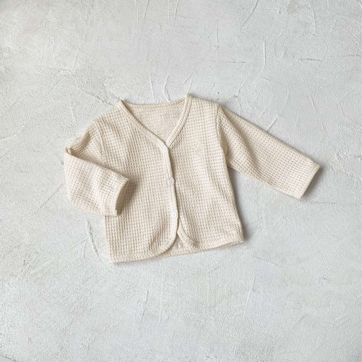 長袖セットアップ Apricot cardigan / 73cm ベビーセットアップ 3点セット ワッフルシンプルカーディガン+キャミソールトップス+ワイドルーズパンツ ルームウェアセット【mh0009038】